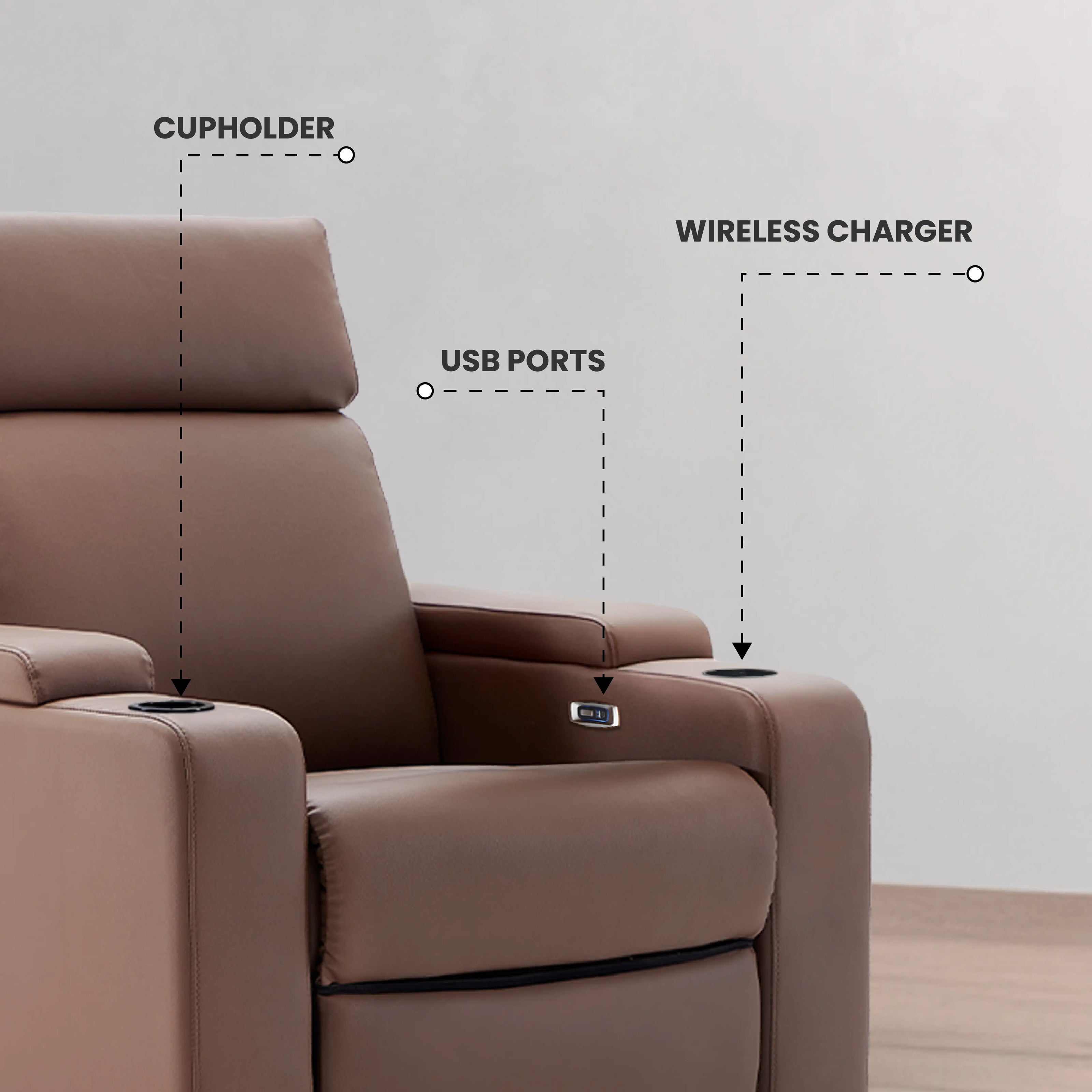 Neon Lite | Affordable 1 Seater Powered Recliner Chair With German Motors and Zero Wall Mechanism