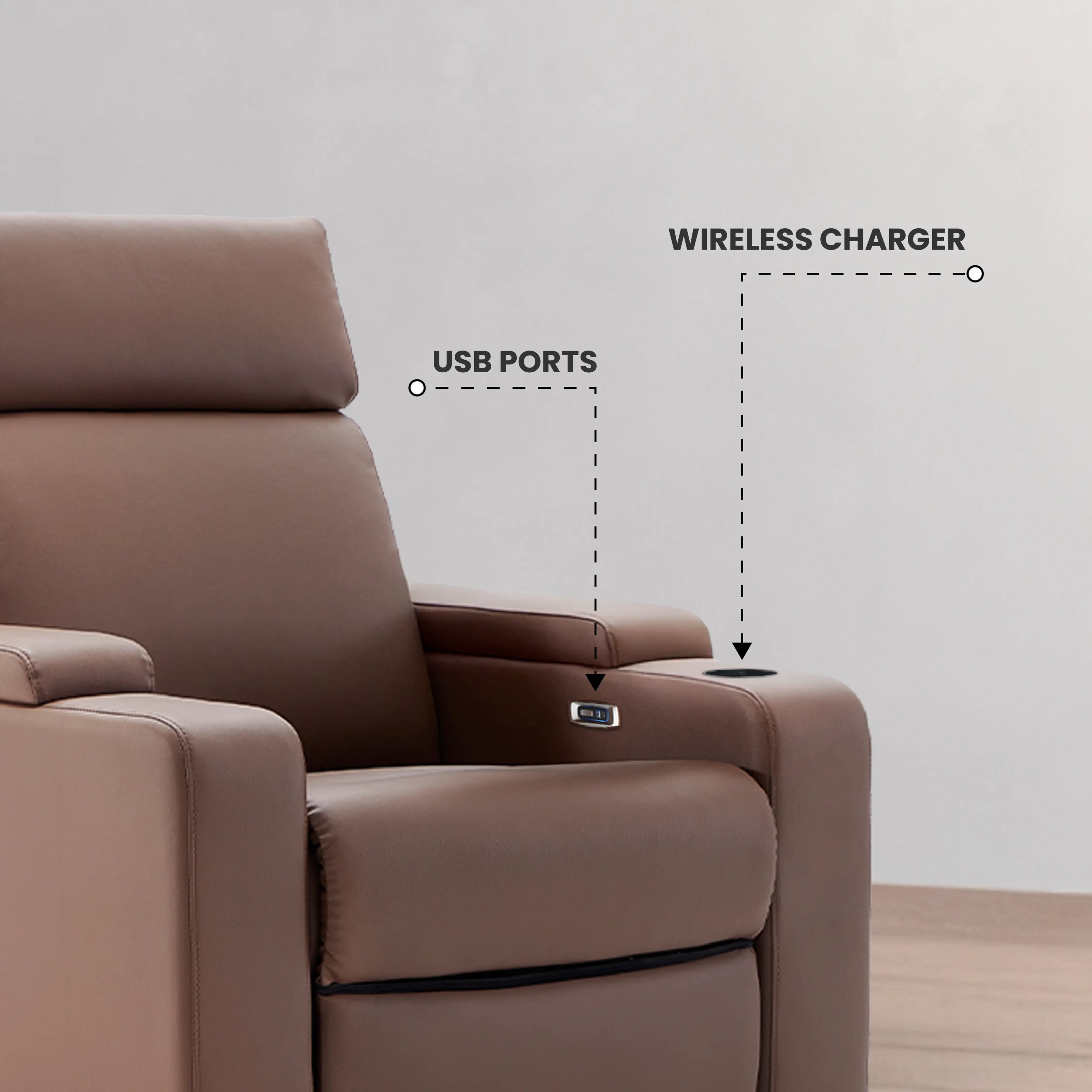Neon Lite | Affordable 1 Seater Powered Recliner Chair With German Motors and Zero Wall Mechanism