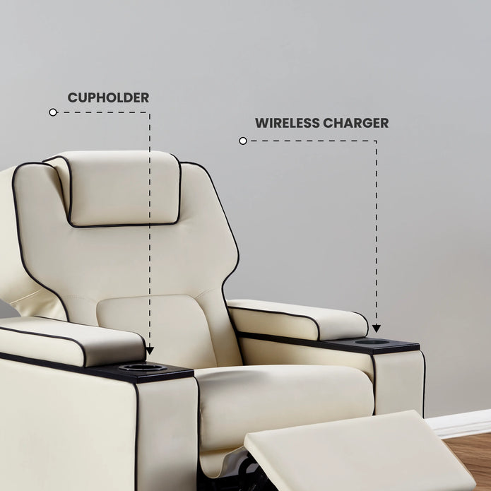 Platinum 1 Seater Powered Recliner Chair with Dual Motor (Headrest & Backrest Adjustment) | Electric Single Seater Recliner by Atom Seating™ Home