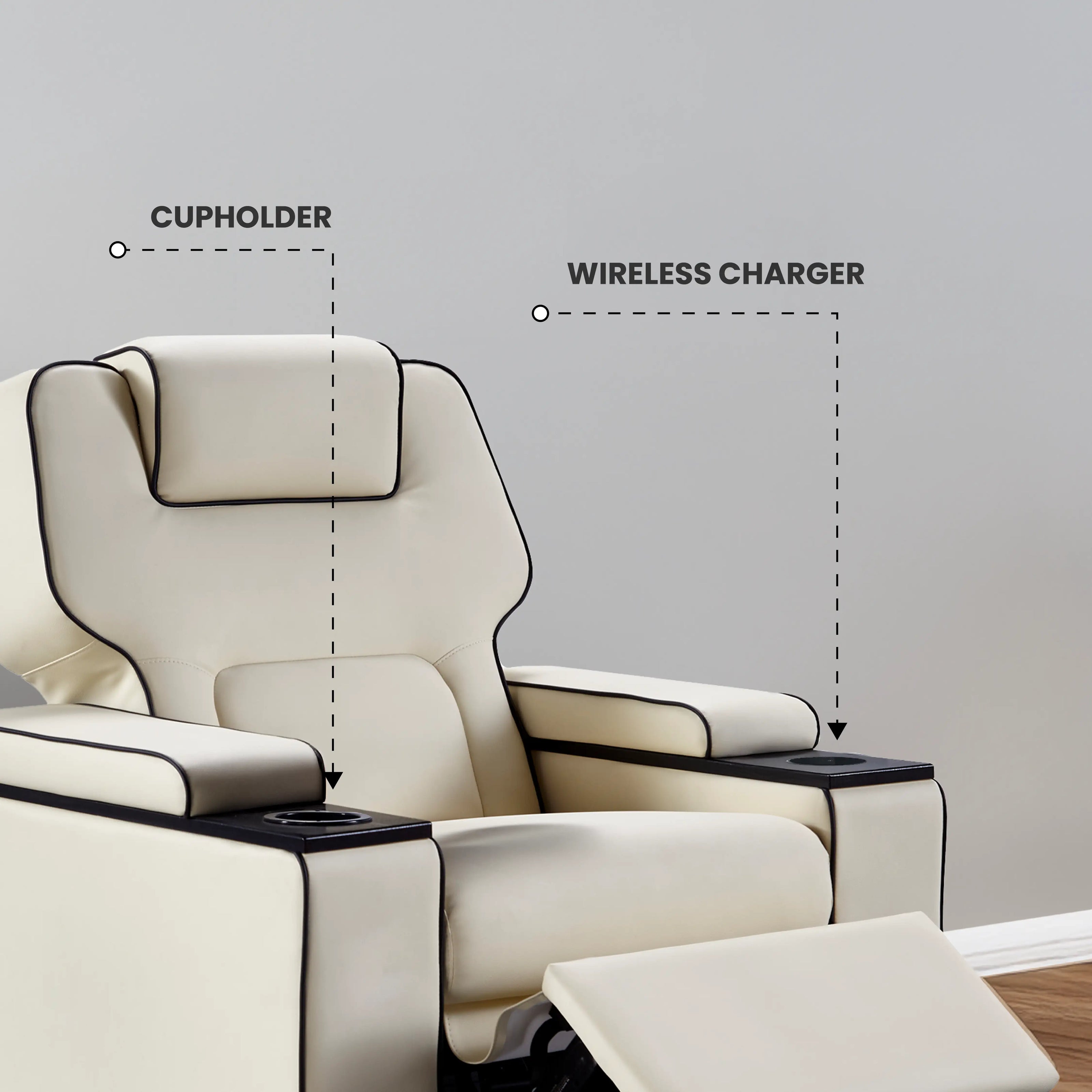 Platinum 1 Seater Powered Recliner Chair with Dual Motor (Headrest & Backrest Adjustment) | Electric Single Seater Recliner by Atom Seating™ Home