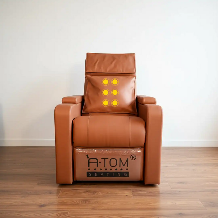 Magnesium power recliner with massager front profile.