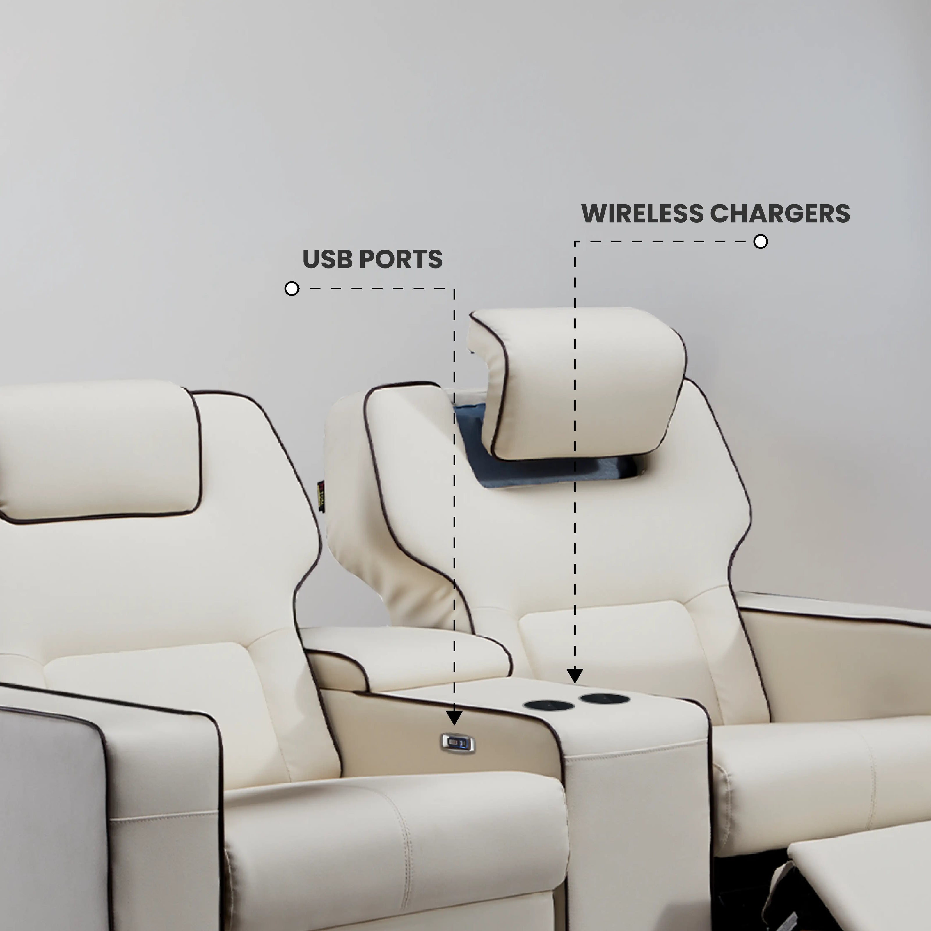 Platinum 2 Seater Motorized Recliner Sofa With USB Ports | Dual Motor | Atom Seating™ Home